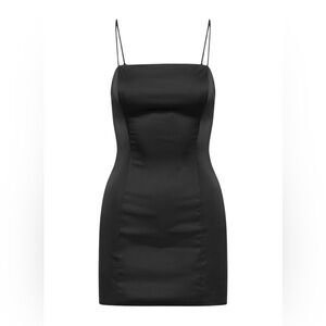 SUNDAY BEST Aritzia Black Spaghetti Strap Mini Dress LBD‎ Size 2 Bodycon Party